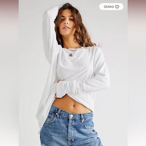 NWT  Free People Arden Tee in White
